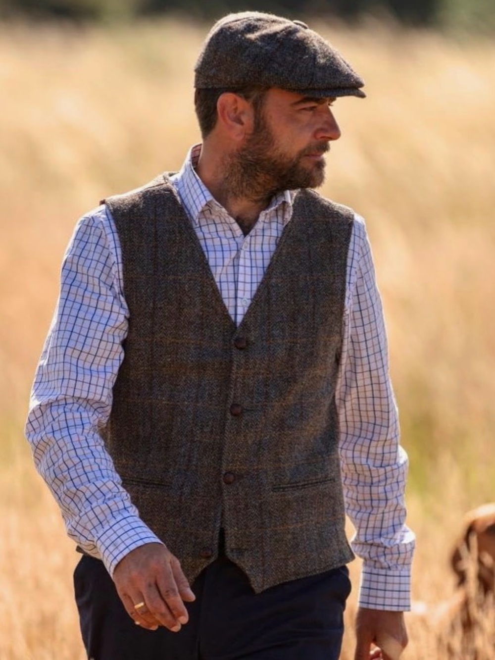 Walker and Hawkes Men's Harris Tweed Dalson Waistcoat In Clinton Brown Size 48” - Picture 13 of 14